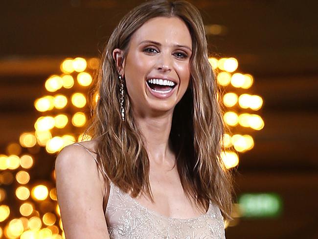 WARNING! CONTACT HSUN PIC DESK BEFORE USE.  Brownlow Night dress. Brit Davis, fiancŽ of Geelong captain Joel Selwood at Crown Towers.    Picture: David Caird