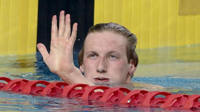 Mack Horton after winning the 1500m freestyle final at the Australian Swimming Championships. Picture: AAP