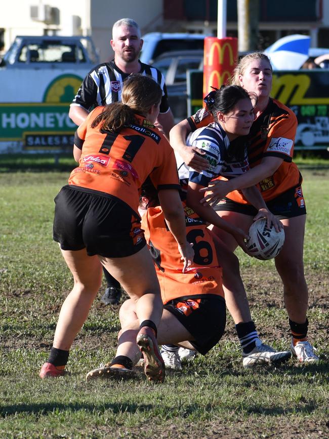 The Herbert River Crushers Women’s team drew 20-20 with Townsville Brothers in a hard-fought contest in Ingham on Saturday. Picture: Cameron Bates