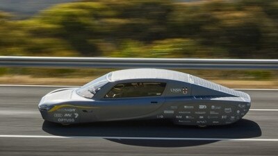 The Sunswift 7 solar powered race car, created by a created by a team of University of NSW engineering students, with the help of Sorensen Engineering at Brookvale, which broke a world record for the fastest electric vehicle over 1000 km on a single charge. Picture: Richard Freeman