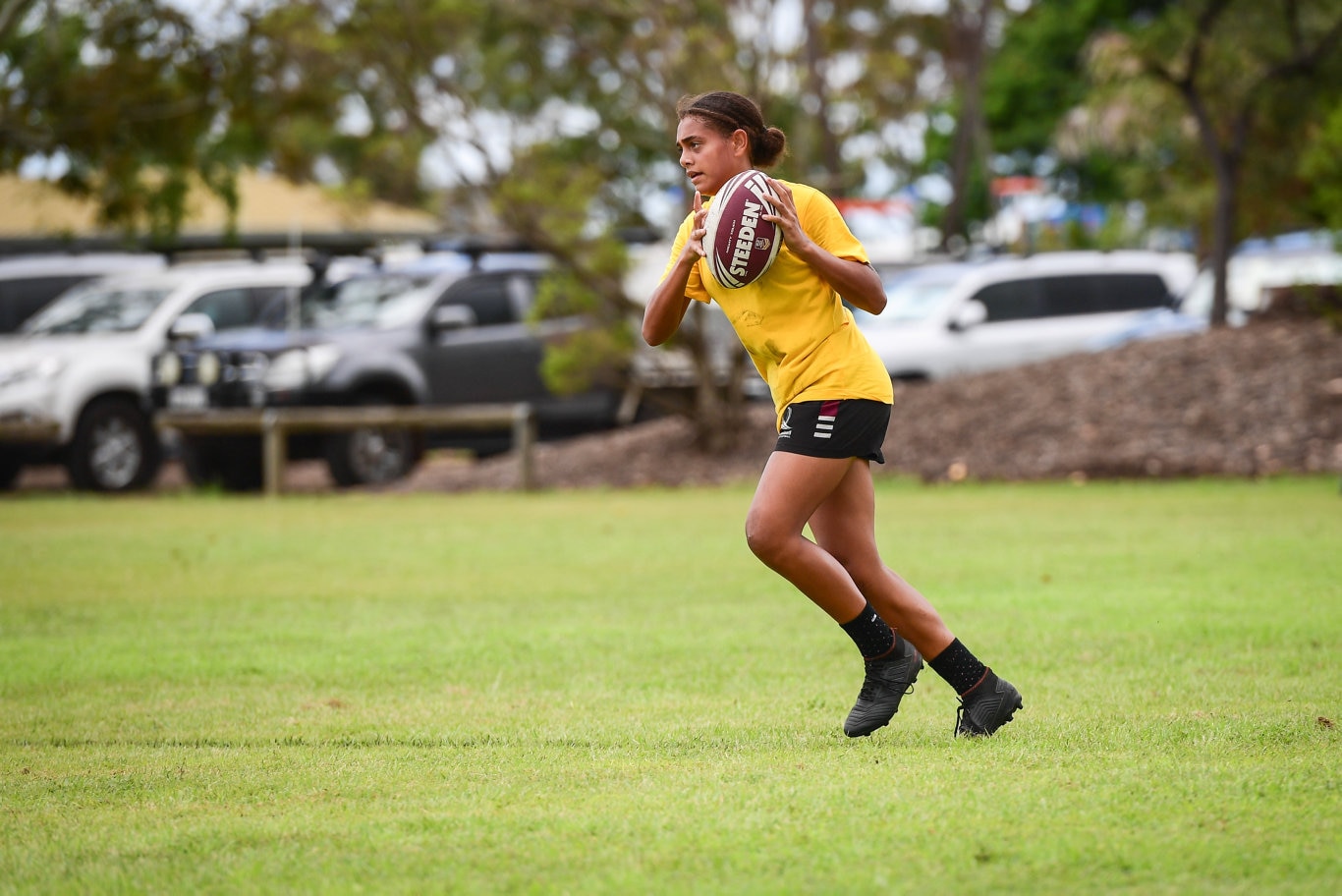 Bundabergs Caitlan Tanner goes for a run.