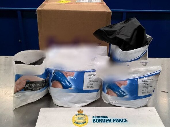 A crystalline substance was found inside Colpac medical supply bags. Picture: Australian Border Force