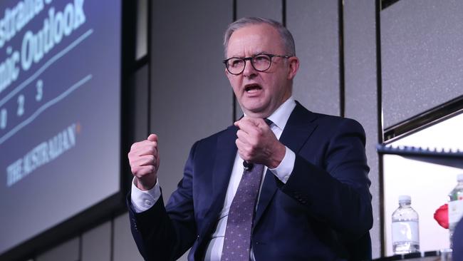 The PM in conversation at Australia's Economic Outlook in 2023. Picture: John Feder/ The Australian.