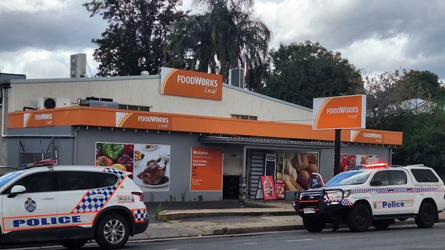 Police cars at FoodWorks on Main Street, Park Avenue, on October 2, 2022.