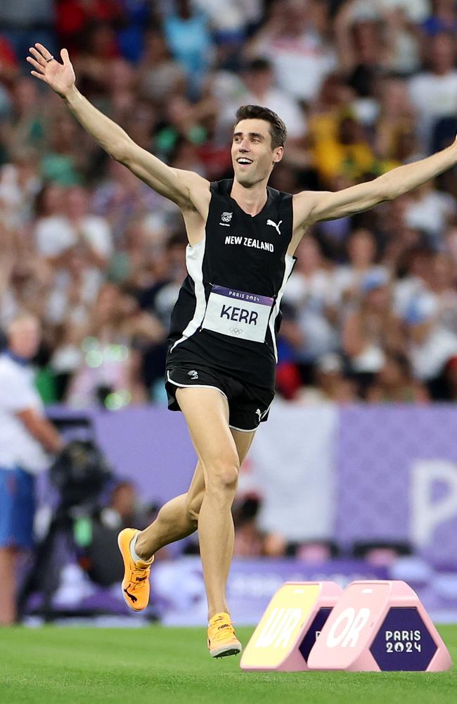 Hamish Kerr after winning the high jump. Picture: Michael Steele/Getty Images