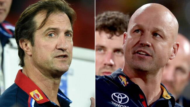 Bulldogs coach Luke Beveridge and Crows coach Matthew Nicks – could their clubs help each other out ahead of the draft?