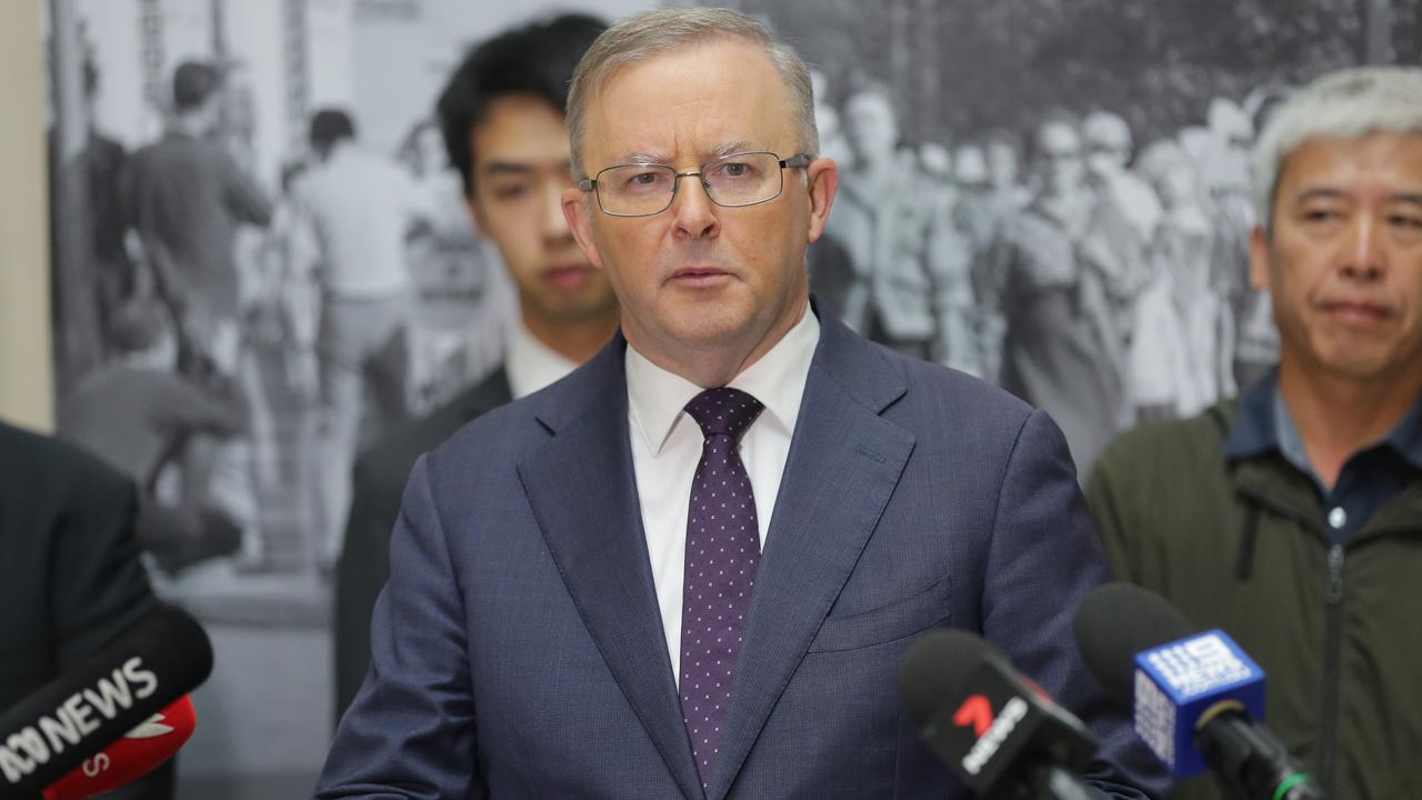 Federal Opposition Leader Anthony Albanese presented the report titled “Wage theft: The shadow market”. Picture: NCA NewsWire / Christian Gilles