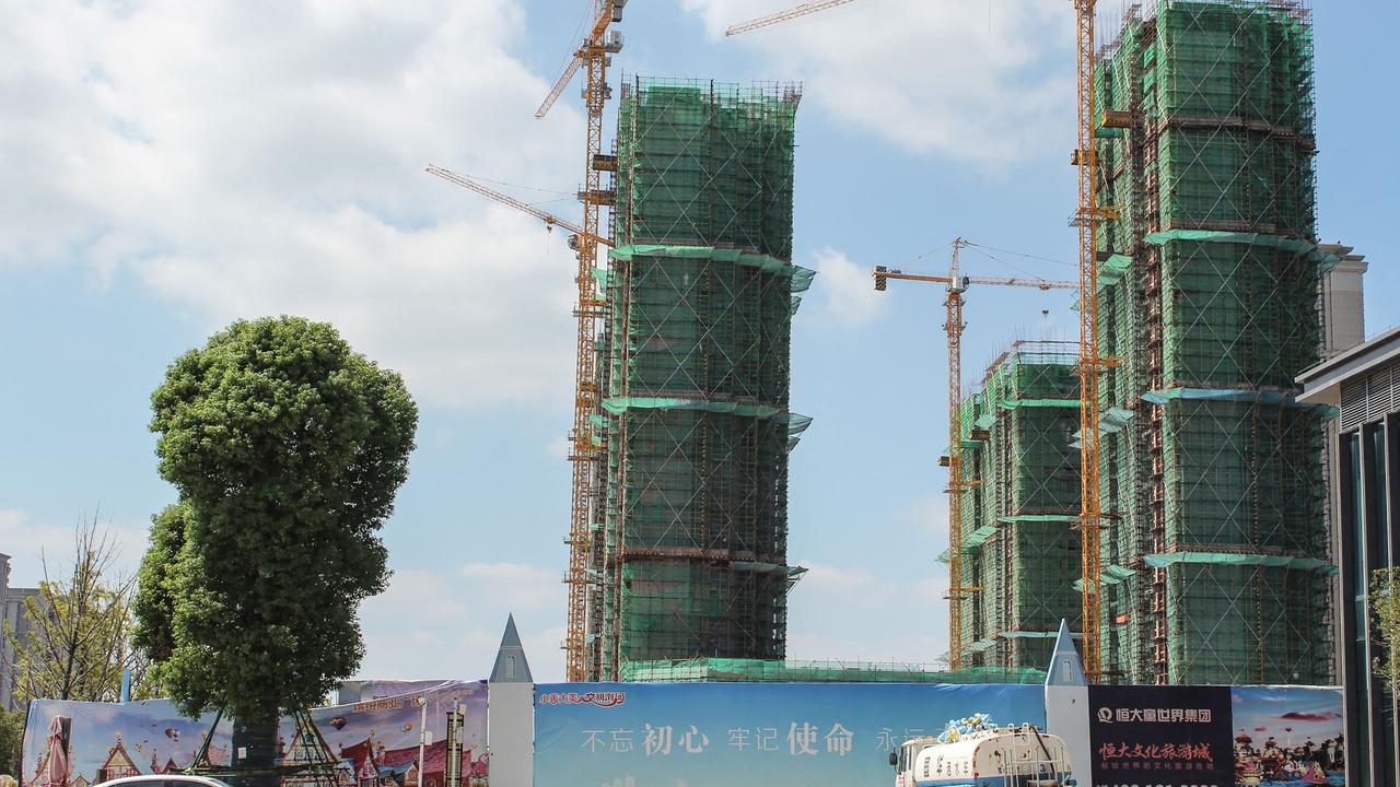 The halted under-construction Evergrande Cultural Tourism City, a mixed-used residential-retail-entertainment development, in Taicang, Suzhou city, in China's eastern Jiangsu province. Picture: Jessica YANG / AFP