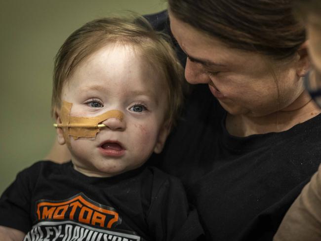 GFA 2025. George (14 months) - who was born at just 24 weeks - visits the RCH for an ultrasound appointment with his parents Jasmin and Daniel. Picture: Jake Nowakowski