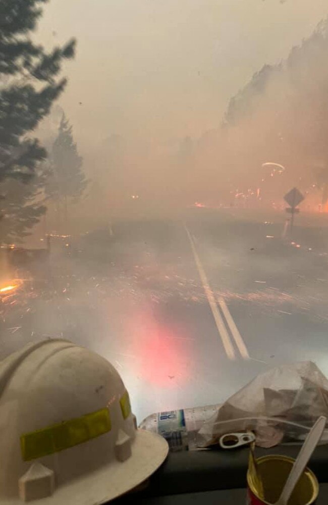 A photo taken by firefighter ‘Grubby’ White fighting fires in the Coutts region of NSW.