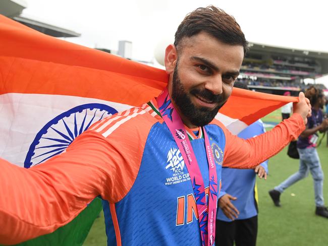 With his his player of the match performance, Virat Kohli, bids farewell to T20 international cricket. Picture: Philip Brown/Getty Images