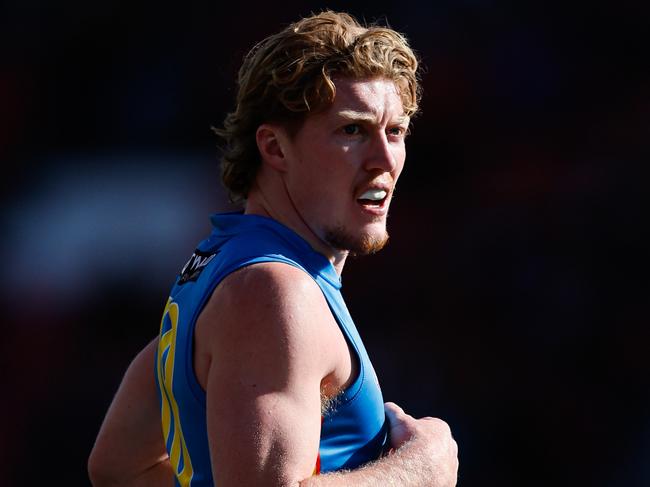 SYDNEY, AUSTRALIA - JULY 20: Matt Rowell of the Suns looks on during the 2024 AFL Round 19 match between the GWS GIANTS and the Gold Coast Suns at ENGIE Stadium on July 20, 2024 in Sydney, Australia. (Photo by Dylan Burns/AFL Photos via Getty Images)