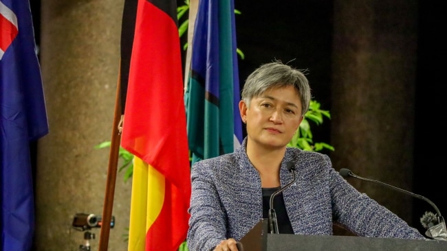 Australian Foreign Minister Penny Wong gives a speech at the Pacific Island Forum on May 26, 2022 in Suva, Fiji. Photo by Pita Simpson/Getty Images.