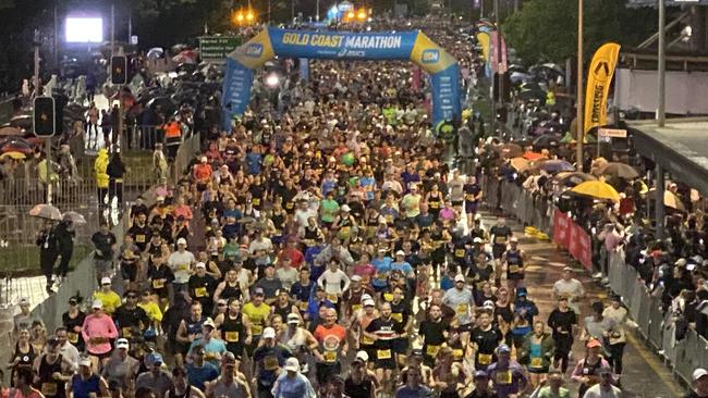 Starters in the Gold Coast Marathon half marathon event on Saturday July 6, 2024. Photo: Richard Gosling