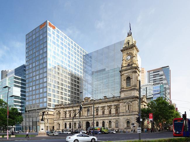 Artist impression of BHP's new Adelaide headquarters at Charter Hall's GPO Exchange precinct. Picture: supplied.