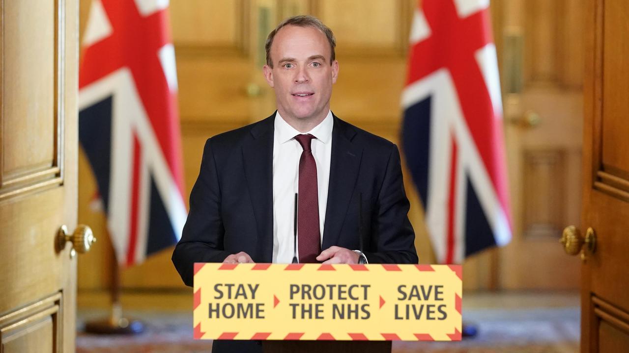 Mr Raab announced the UK’s death toll had reached over 29,000 on Tuesday. Picture: Pippa Fowles/10 Downing Street/AFP