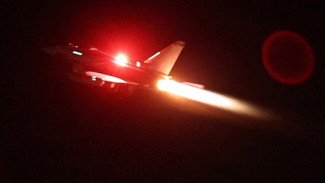 An RAF Typhoon aircraft takes off to join the U.S.-led coalition from RAF Akrotiri to conduct air strikes against military targets in Yemen. Picture: Reuters