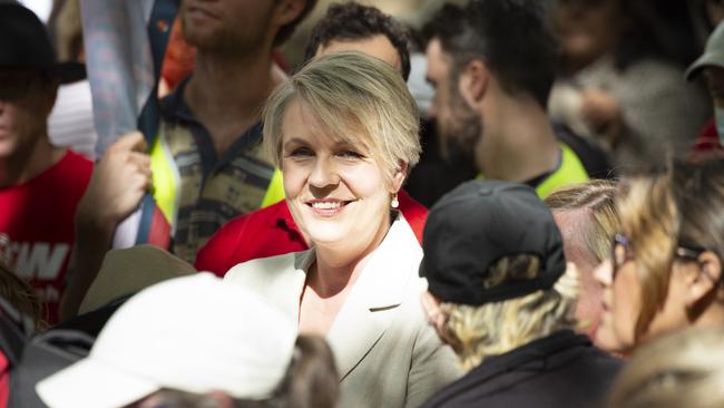 Tanya Plibersek in the May Day crowd in Sydney. Picture: The Australian/Monique Harmer