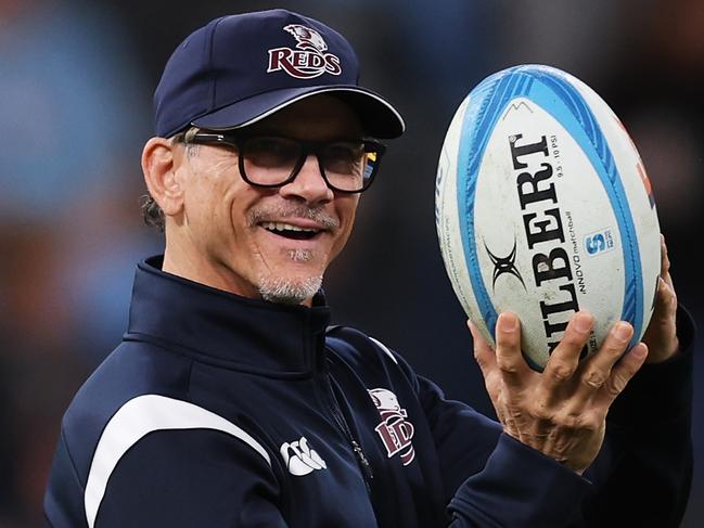SYDNEY, AUSTRALIA - MAY 09:  Reds head coach Les Kiss looks on before the round 13 Super Rugby Pacific match between NSW Waratahs and Queensland Reds at Allianz Stadium, on May 09, 2025, in Sydney, Australia. (Photo by Matt King/Getty Images)