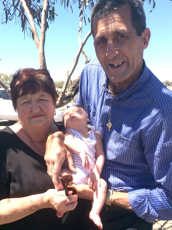 Dennis Jackson with wife Ramonda with their great nephew Paxton Williams. Picture: Supplied