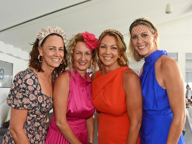 Megan Anderson, Simone Thompson, Sarah Cox and Catherine Cox at Fillies On Track at GCTC, Bundall. Pic: Regina King (copyright restrictions apply 07 55322193). "FEES APPLY, ONE TIME USE, NO ON-SELL OR ON-PASS". Pic for The Inside Word GC Bulletin ONE TIME USE ONLY. Please call for permission to use