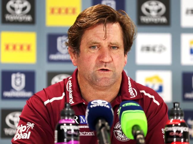 Manly coach Des Hasler won’t be using Paul Green’s services at Manly. Picture: Alix Sweeney