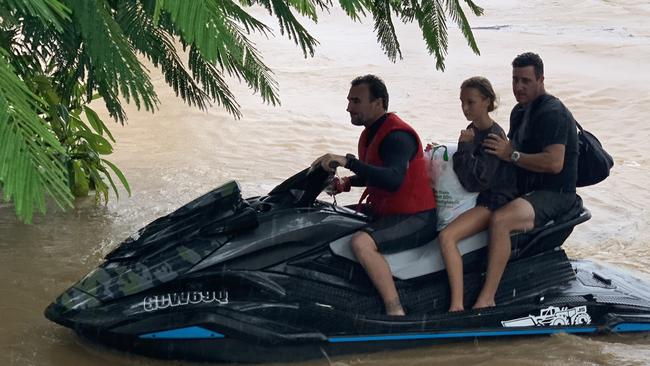 Surfing legends Joel Parkinson rescues flood victims in northern NSW. Picture: supplied