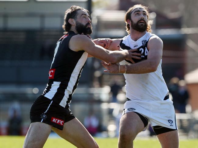 Brodie Grundy playing VFL for Collingwood against Southport.