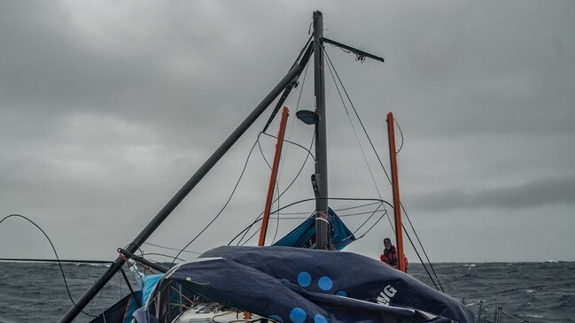 The dismasted yacht in the round the world race. Pic: Volvo Ocean Race