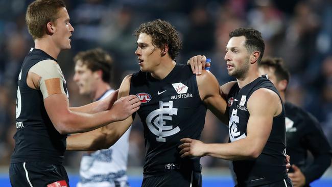 Charlie Curnow (middle) will sign a long-term contract extension. Pic: Getty Images