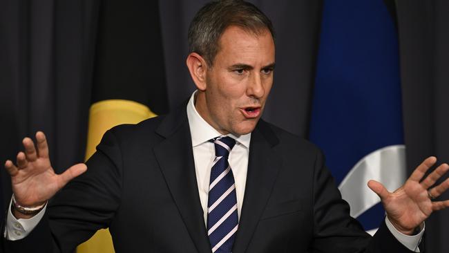 CANBERRA, AUSTRALIA  - NewsWire Photos - February 18, 2025:  Federal Treasurer Jim Chalmers holds a press conference  at Parliament House in Canberra. Picture: NewsWire / Martin Ollman