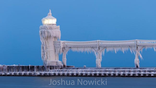 It’s rare that the entire structure is covered in icicles. Picture: Joshua Nowaski Photography