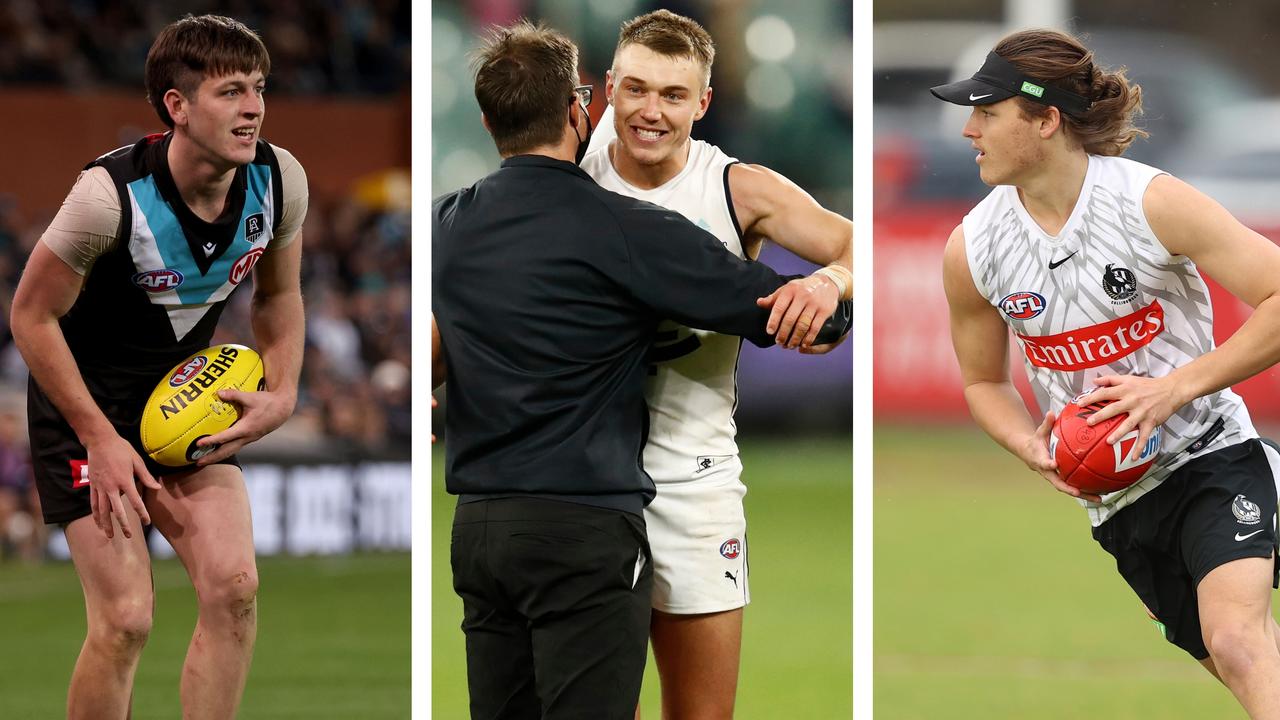 AFL Team Whispers: Zak Butters, Patrick Cripps and Jack Ginnivan.