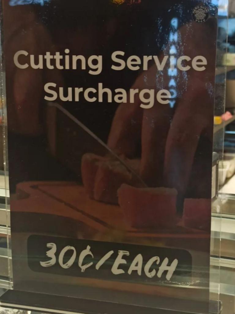 NSW Hero Sushi is charging a 30c cutting fee. Picture: Reddit / @Transparent_Space