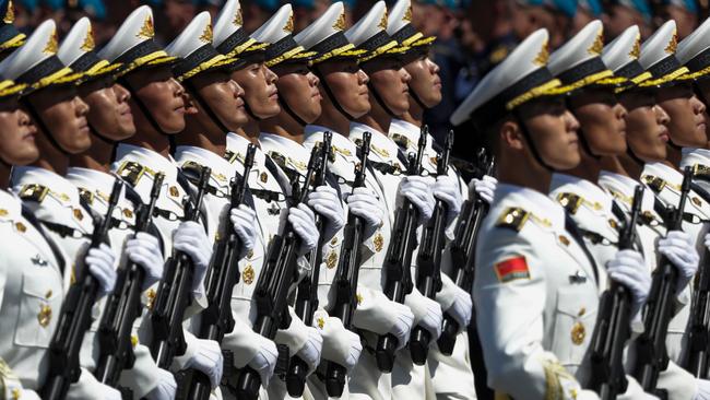 Soldiers of China's People's Liberation Army march in Moscow in 2020. Picture: AFP