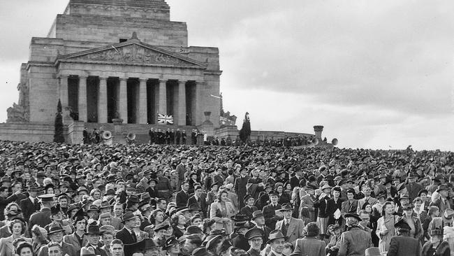 Australians mark the celebrations at Melbourne’s Shrine of Remembrance.