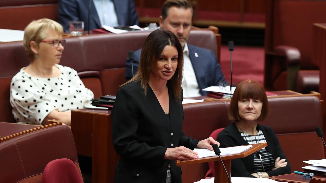 Senator Jacqui Lambie speaking started as a member of the Palmer United Party, then became an independent and now leads the Jacqui Lambie Network. Picture Kym Smith