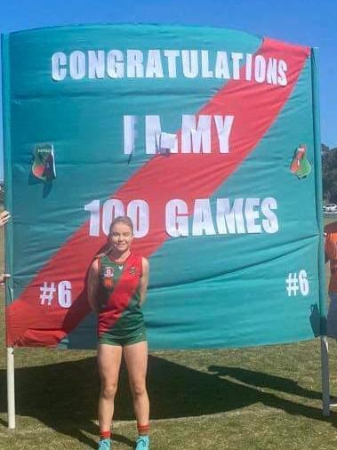 Sandgate's Emmerson Brady played her 100th games today.