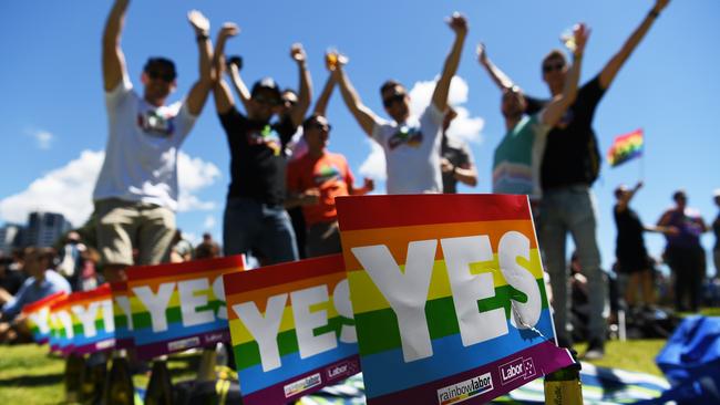 Campaigners rejoice at Prince Regent Park in Sydney. Picture: AAP