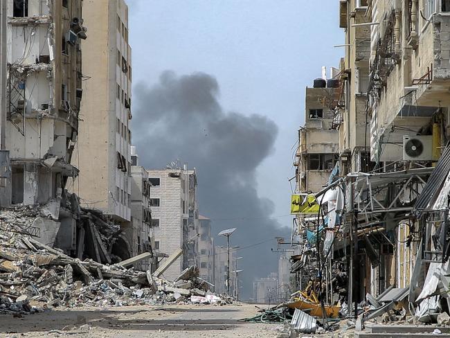 Smoke rises during an Israeli strike in the vicinity of the al-Shifa hospital in Gaza City. Picture: AFP