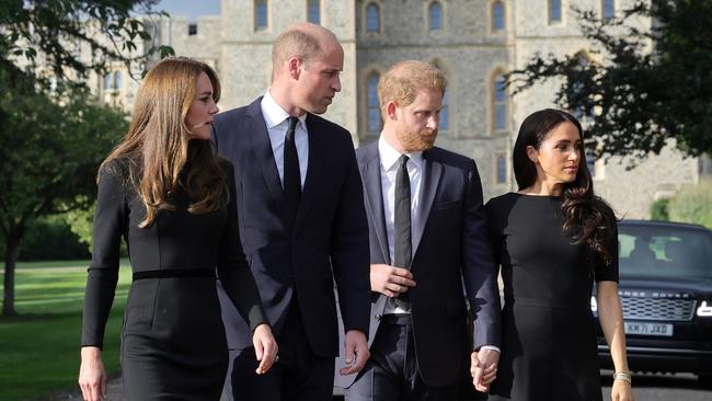 Kate, William, Harry and Meghan briefly reunited following the Queen’s death. Picture: Chris Jackson/WPA Pool/Getty Images