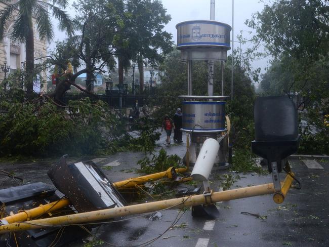 Cyclone Vardah left a trail of destruction in Chennai. Picture: AFP/Arun Sankar