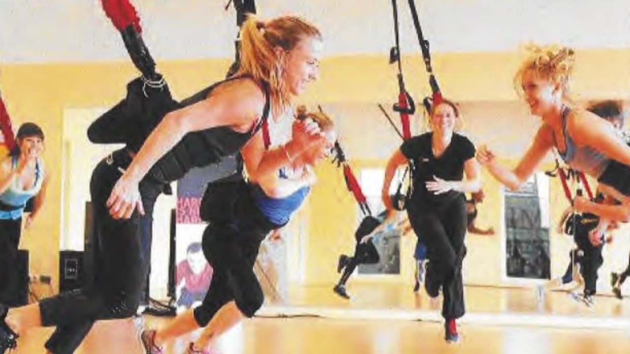 Bungee fitness involves attached bungee cords and harnesses so one can perform aerial manoeuvres.