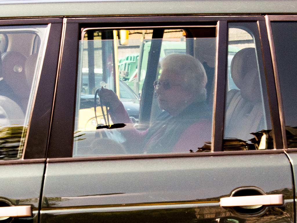 Queen Elizabeth II is seen outside Buckingham Palace ahead of Harry and Meghan’s wedding rehearsal. Picture: Noam Galai/GC Images