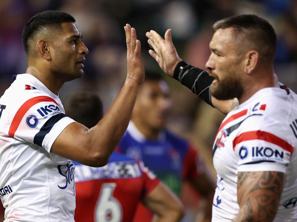 Daniel Tupou of the Roosters celebrates scoring a try. (Photo by Cameron Spencer/Getty Images)