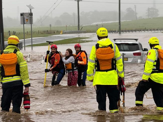 A woman has been pulled from raging flood waters in Dapto. Picture: Supplied