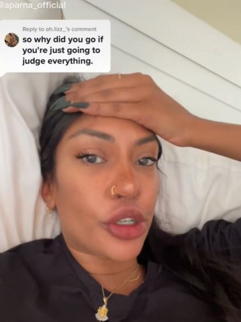 Aparna, who is of Indian heritage, apologised for the clip. Picture: TikTok/aparnaofficial