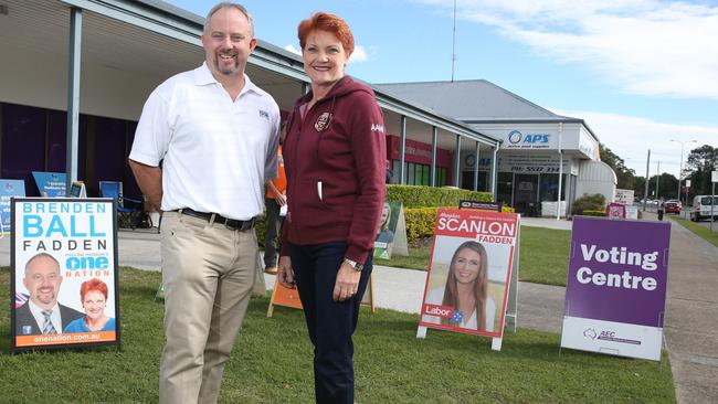 Pauline Hanson (right), leader of the One Nation party with Brenden Ball. Photo: Regi Varghese