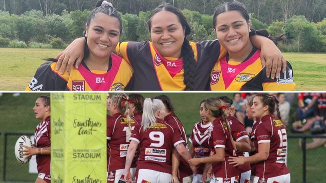 Caboolture will play Kawana in the 2023 Open women's Sunshine Coast rugby league grand final. Pictures: Facebook and Richo Jarman.