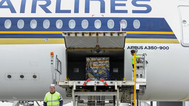 The Pfizer vaccine arrives in Australia on Monday. Picture: AAP/ Bianca De Marchi